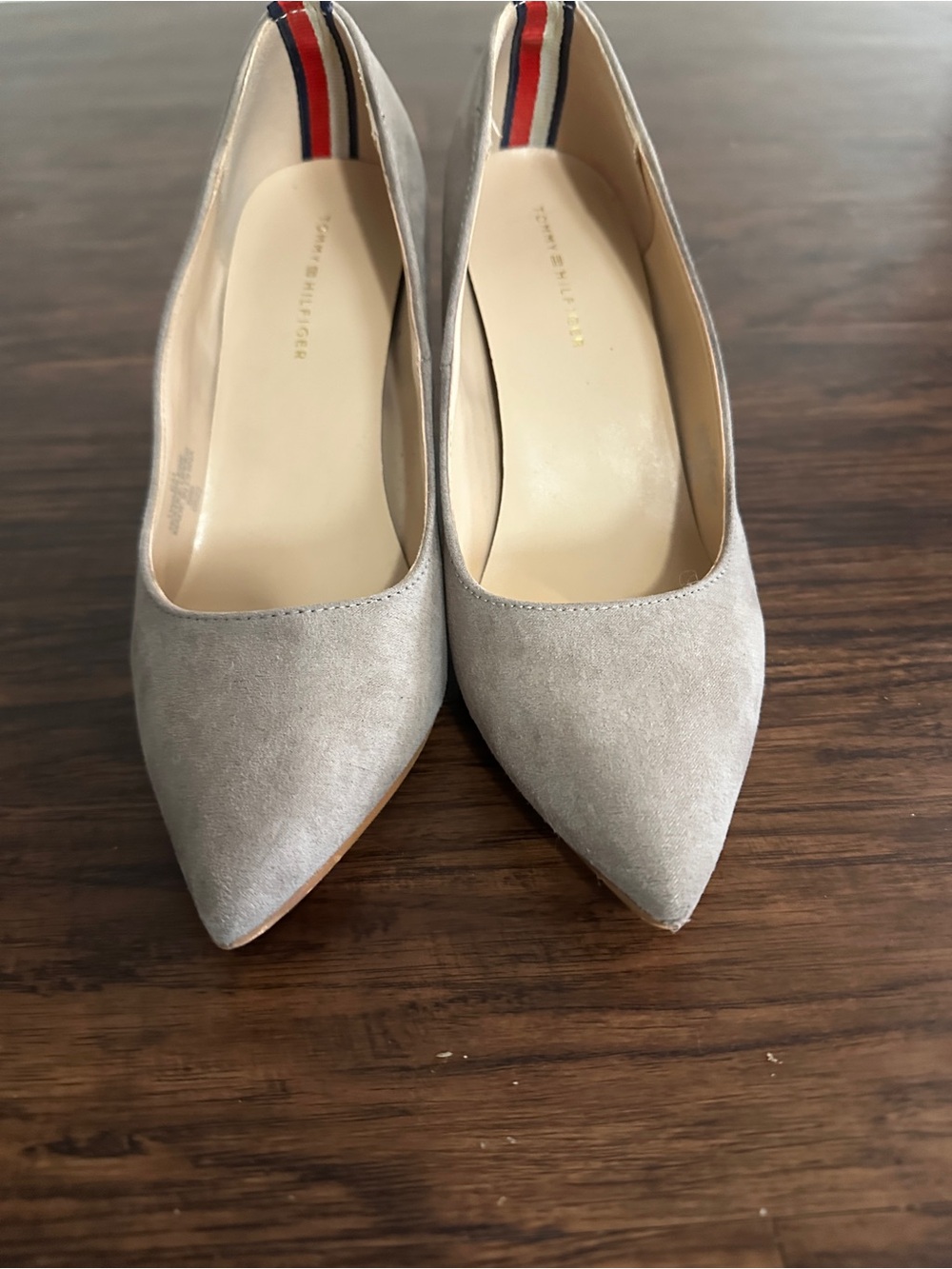 Tommy Hilfiger Light Gray Suede Pointed Toe Heels